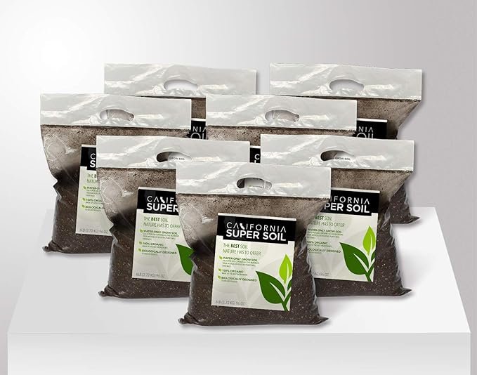 California Super Soil Premium 100% Organic Super Soil Kit 18+ Nutrient Blend - Living Soil Technology - Potting and Garden Soil for Indoor Grow Kit - Includes (7X) 6 Lbs Bag of CaliSuperSoil
