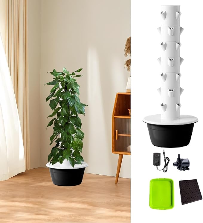Hydroponic Tower Hydroponics Growing System Kit Accessories Gardening Pots Practical Vertical Planter for Strawberries Black M
