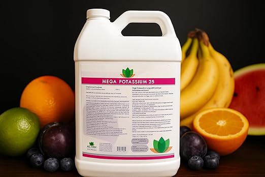 Acton MEGA Potassium 25 Professional Liquid Fertilizer 1 Gallon High-Potassium Formula for Commercial Crops Fruits and Vegetables 25% Soluble Potash
