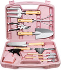 12-Piece Womens Gardening Tools Gift Set Rust-Proof &amp Heavy-Duty Garden Tools with Durable Carrying Case Fashionable &amp Thoughtful Gardening Gifts for Women&ampMen (Pink-Silver)