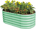 Land Guard 18“ Tall 4×2ft Galvanized Raised Garden Bed Kit Galvanized Planter Garden Boxes Outdoor Oval Large Metal Raised Garden Bed for Vegetables……… (Lime Green 4×2×1.5ft)