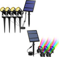 T-SUN Solar Spotlights 4-in-1 5W Solar Powered LED Spotlights 3000K 1 Pack and Solar Pond Lights 5 Headlamp RGB LED Pool Lights 1 Pack