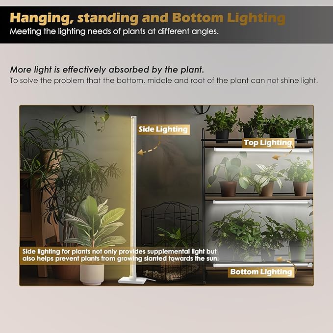 Standing Grow Light with Auto-Timer 36W Vertical Grow Lights for Indoor Plants3 Light Modes268 LEDs Detachable Full Spectrum Plant Lights for Wide Area Coverage in Indoor Plants (60IN-Silver)