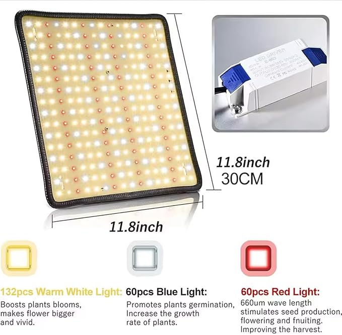 LED Grow Light Full Spectrum Plant Light 256LED Hanging Plant Light for Tent Greenhouse Vegetable Seedlings Hydroponics Seed Germination Flower Grow Light (Style B)