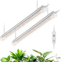 Bstrip T8 Grow Light 1.4FT 36W (2 x 18W) Plant Lights for Indoor Growing with Timer Full Spectrum with 660nm Red LEDs 3467K Ideal for Indoor Plants Greenhouse Seeding Linkable Design 2-Pack