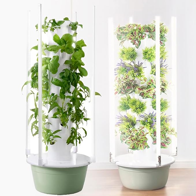 Hydroponics Growing Tower Hydroponics Tower Garden Growing System with LED Light Tower Hydroponics System for Herbs and Vegetables 7thfloor