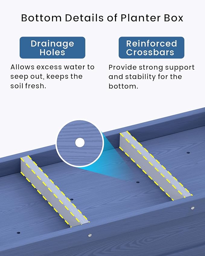HDPE Raised Garden Bed with Legs 49x21x27in All-Weather Heavy Duty Planter Box Outdoor Elevated Garden Bed for Seeds Herb Flower Vegetable (Navy Blue)