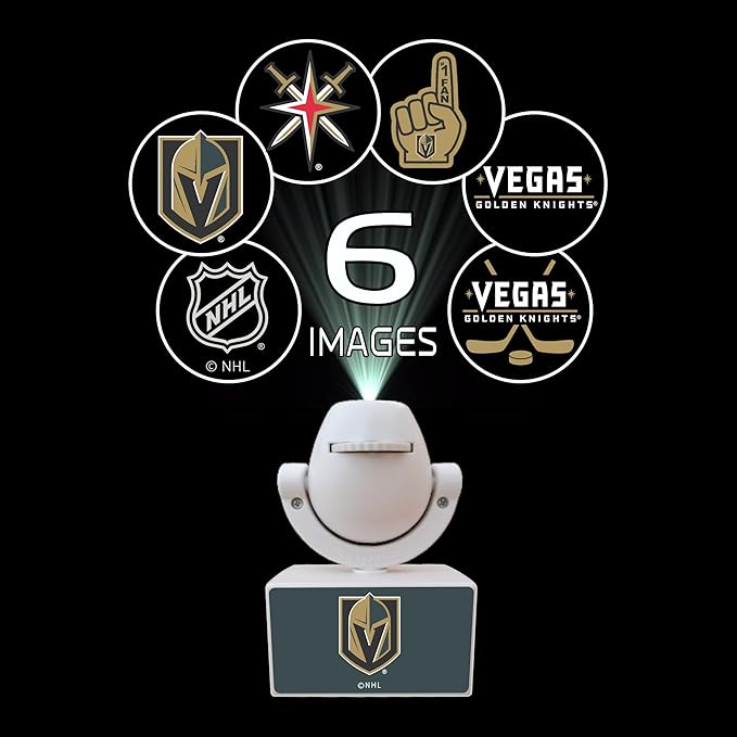 Sporticulture NHL American Hockey Vegas Golden Knights LED Mini Spotlight Projector – 6 Team Logos Portable &amp USB Rechargeable – For Game Day Parties Dorm Rooms &amp More (No Button Batteries R