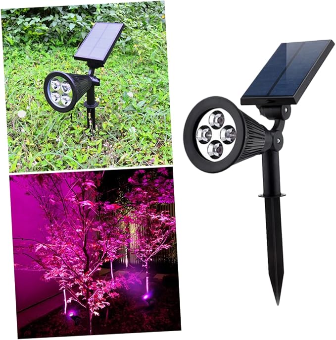 DOITOOL 4pcs Solar Spotlights LEDs RGB Landscape Lamp Automatic Dusk Dawn Lighting for Outdoor Lawn Patio Driveway Garden Easy Ground Installation