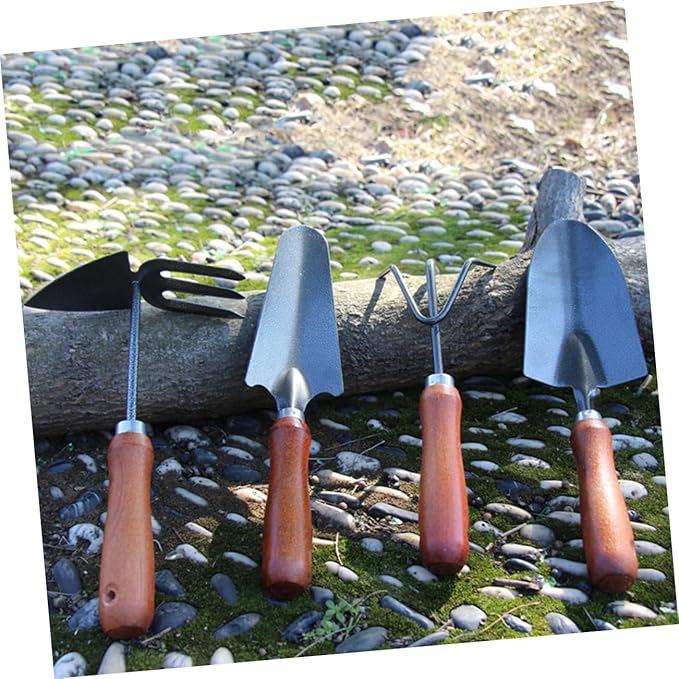 SUPVOX 1set Mini Garden Tool Set Sturdy Iron Spade with Handle for Planting Transplanting and Weeding for Gardening Enthusiasts and Flower Lovers 4pcs