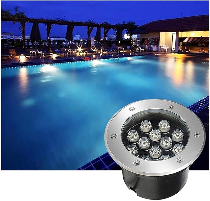 Ground Lights Underground Light Embedded Underwater Spotlight Stainless Steel IP68 Waterproof Landscape Lighting Underwater Pond Spotlight(Green18W) (Purple 9W)