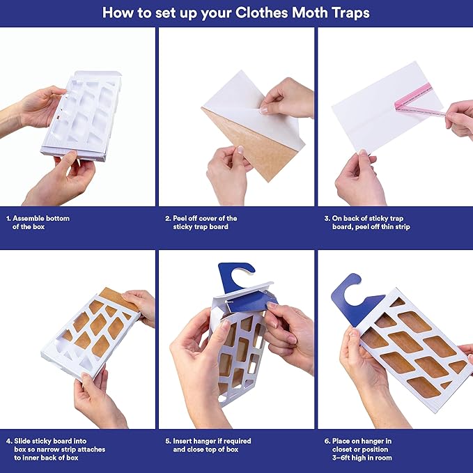 Powerful Moth Traps for Clothes &amp Closets | Refillable 3-Pack | Odor-Free &amp Natural | Moth Pheromone Traps for House &amp Clothing