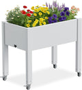 30.04×17.72×28.9IN Resin Planter Raised Beds with SteelsRaised Garden Bed Outdoor Waterproof &amp UV ResistantElevated Garden Beds for BackyardPatio &amp Balcony(Ashen)