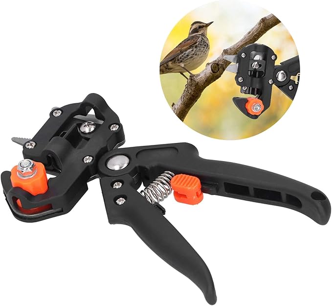Garden Grafting Tool Set Tree Grafting Kit with 5 Precision Cutting Blades Professional Plant Branch Scissor Shear for Gardening Enthusiasts Includes Storage Bag (Black)