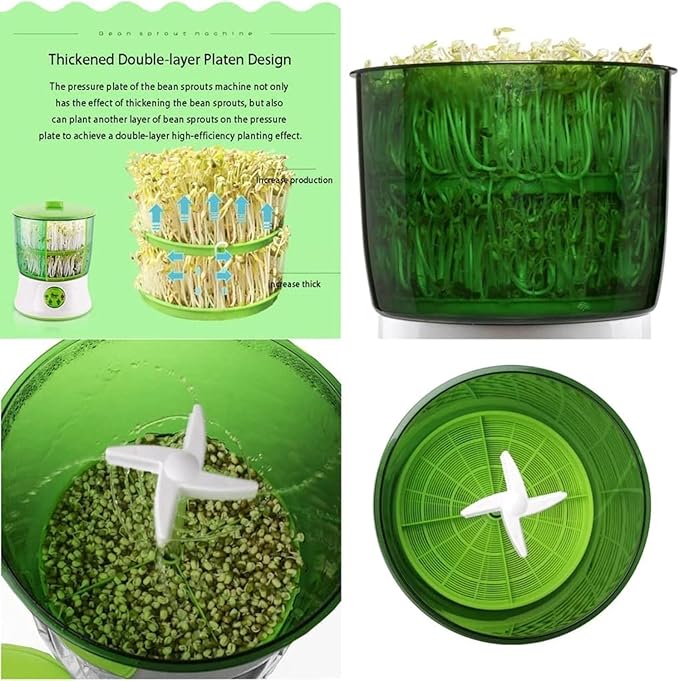 Automatic Sprouter Bean Growing Machine 2 Layers Function Large Capacity Seed Germination Kit Seed Germination Machine with PTC Heating for Seed Grow