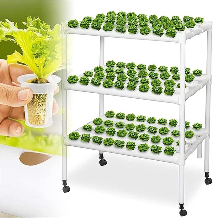 Hydroponic Growing Kits 3 Layers 108 Holes Hydroponic Growing System Hydroponic Grow Kit with Water Pump &amp Pulley Foot Water Culture Plant Growing System for Leafy Vegetables