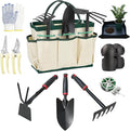 10 Pcs Gardening Tool Set - Heavy Duty Garden Kit with Stainless Steel Pruning Shears Trowel Garden Tool Kneeling Pads Repotting Mat - Garden Tote Ideal Gardening Gifts for Women and Men