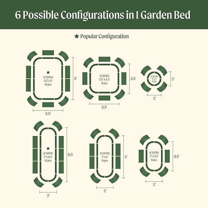 Vego garden 26 Extra Tall Raised Garden Bed Kits 6 in 1 Modular Raised Planter Box for Vegetables Flowers Fruits Oval Metal Raised Garden-Olive Green