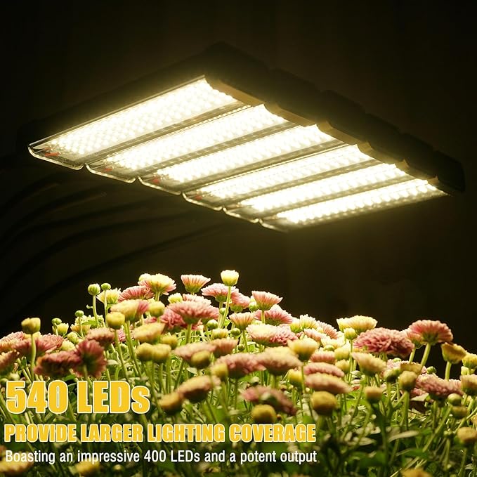 LED Grow Light Coverage and Upgraded Larger Board Full Spectrum Grow Lamps for Indoor Hydroponic Growing Light with High PPFD (6 Light Heads)