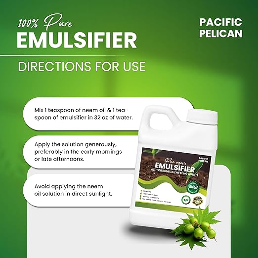 Pure Organic Emulsifier with Citronella (Wetting Agent) - 100% Pure Vegetable Oil Base for Plants Trees Flowers &amp Shrubs - Premium Quality (1 Gallon)