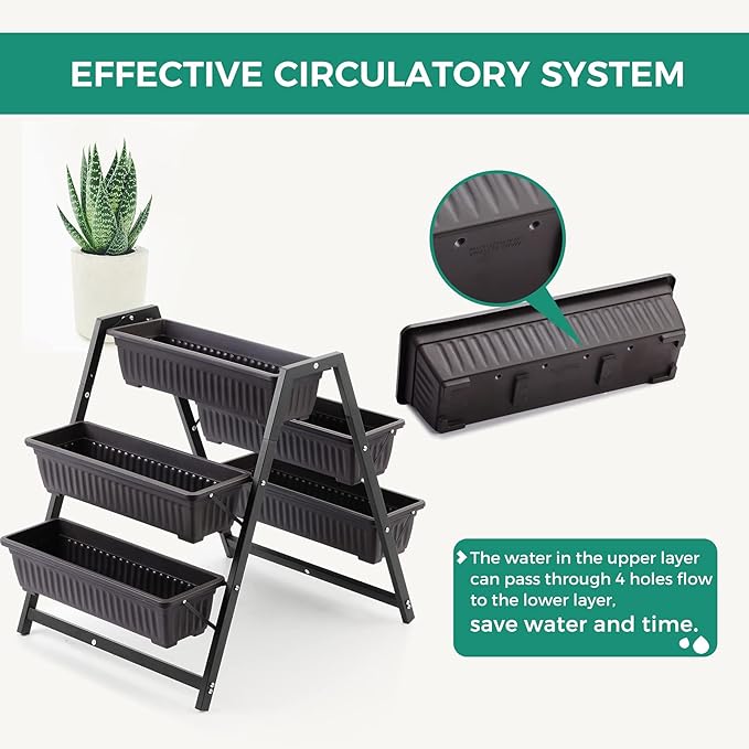Raised Garden Planter Bed Tiered Planter Stand with 5 Boxes 25 Long*30 Wide*31 Tall Vertical Raised Garden Bed for Herbs Flowers or Vegetables in Patio Balcony Indoor Outdoor