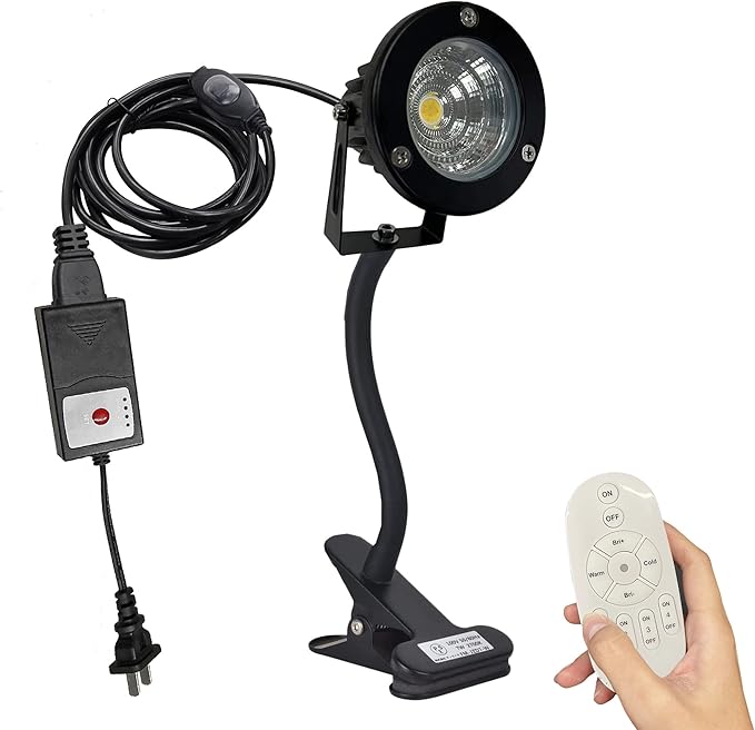 Kiven LED Spotlight 7 Watts Plug in Accent Lights Dimmale Landscape Lights with Timer 9.8FT Waterproof Plug in Cord and ON/Off Switch for Paintings Plants Porch Pond Garden
