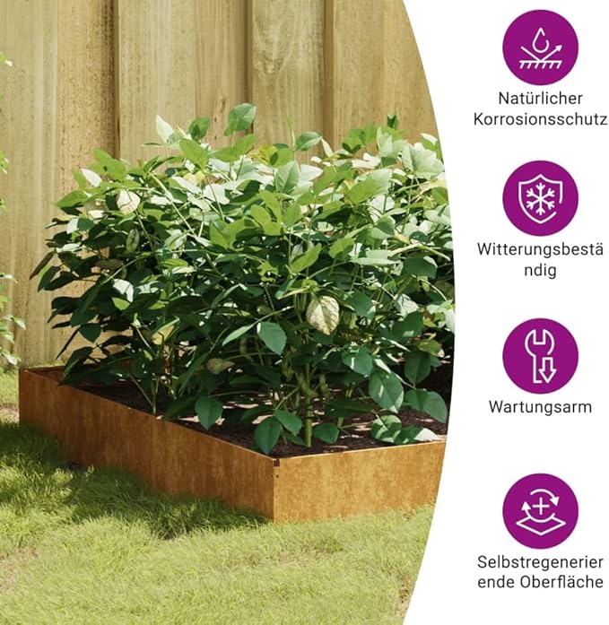 Corten Steel Garden Raised Bed Corten Steel Garden Bed Planter Box for Flowers Plants 39.4x39.4x10.2 Corten Steel-292