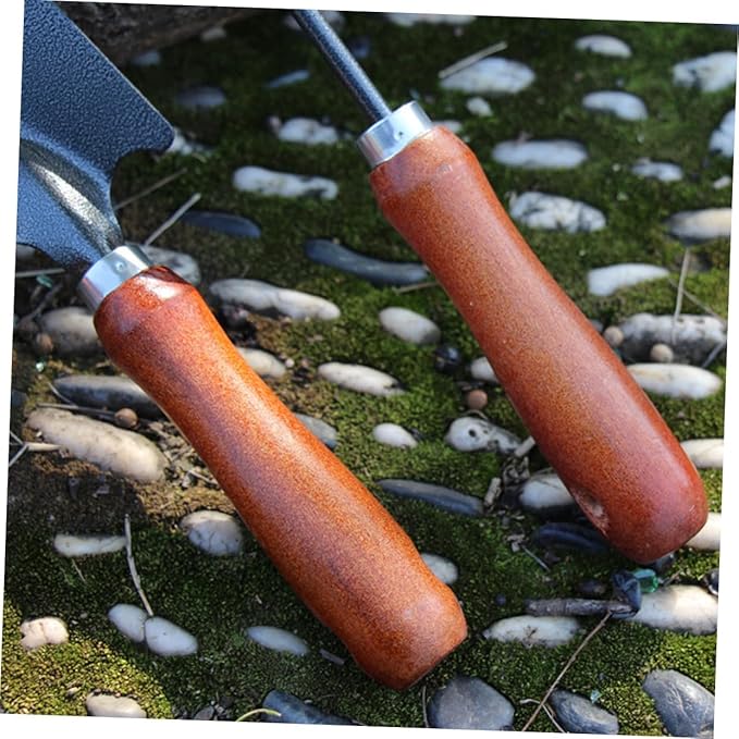 Happyyami 4pcs Mini Garden Tool Set with Thickened Iron Spades and Handles Planting Shovels for Seedling Transplanting Weeding and Cultivating Flowers and Vegetables