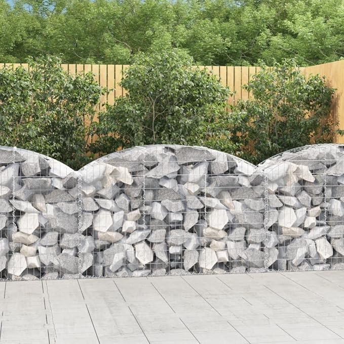 Gabion Basket Silver Galvanized Iron 59.1 x 19.7 x 31.5/39.4 inch Outdoor Planter Durable Metal Garden Bed for Raised Planting Noise Reduction