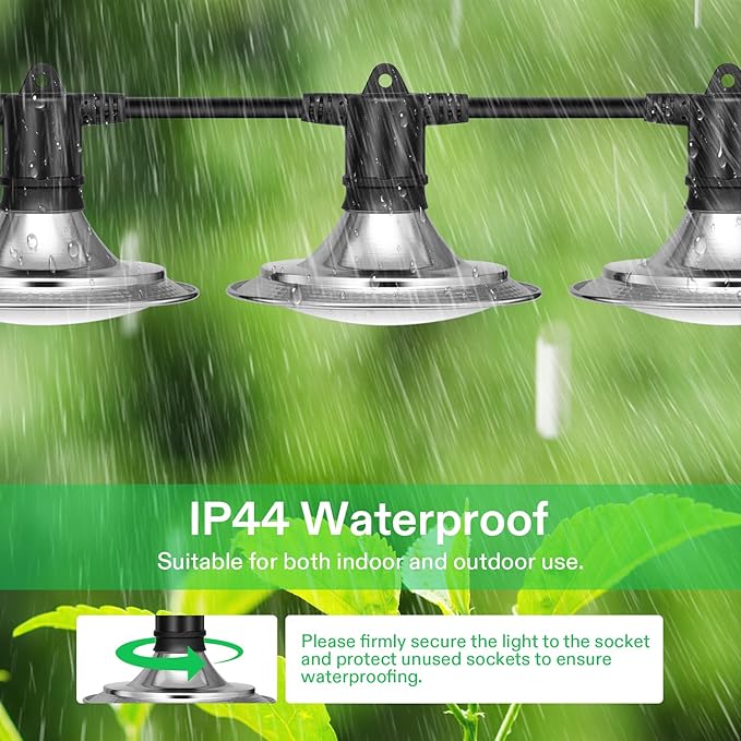 VIVOSUN Outdoor LED Grow Lights Waterproof String Grow Light Full Spectrum Plant Growing Lights with 44Ft Adjustable Cord for Seedling Veg Flower in Greenhouse Garden Backyard Farm (12-Light)