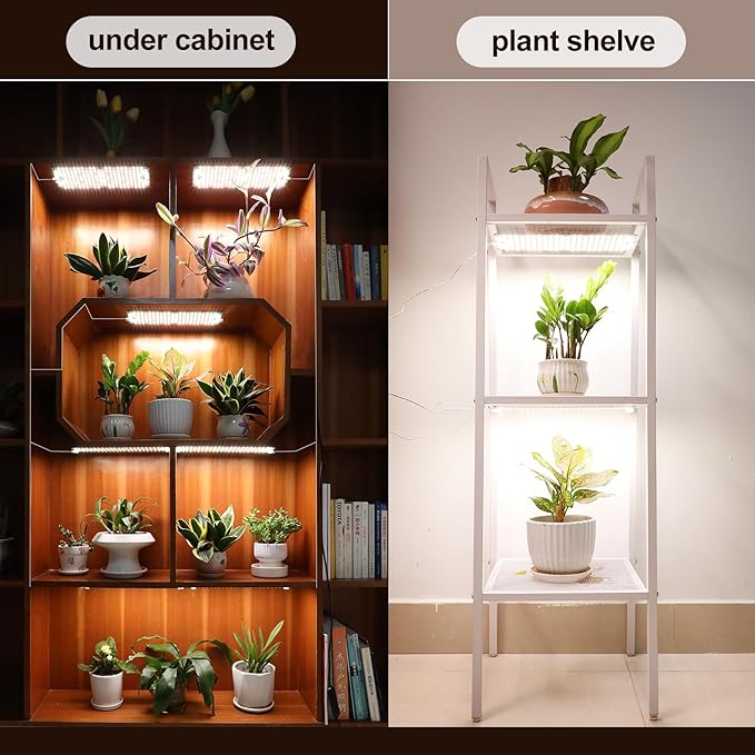 6Pack Panel Grow Lights for Indoor Plants Seed Starting Vegetables with 4/8/12/16/20 Hr Timer 40W Full Spectrum LED Plant Growing Lamps for Cabinet/Shelves/Greenhouse Plug-and-Play Connect Freely