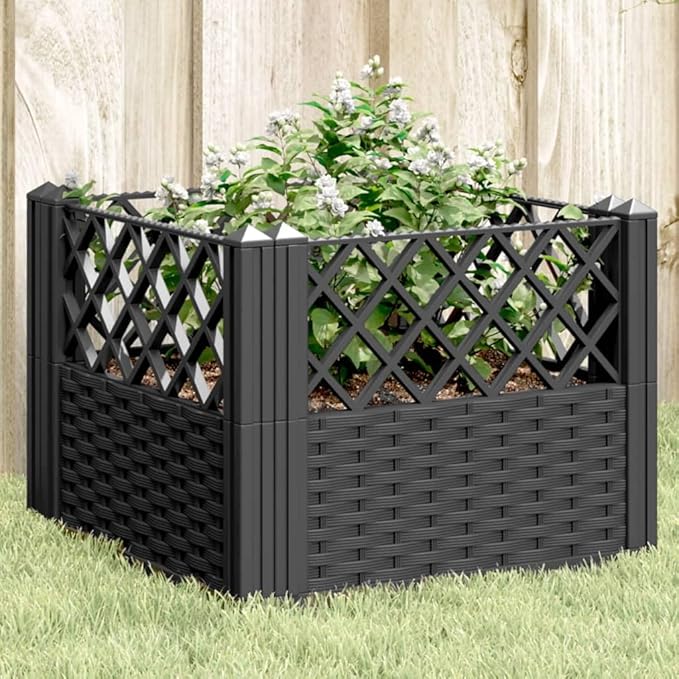 Black Garden Planter Welded Modular Cage with Steel Wire Grid Design for Balcony Patio Raised Bed &amp Landscape - Baskets Fencing 188 Characters