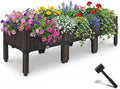 3Pcs Plastic Raised Garden Bed46.8×15.6×14.4 Elevated Wicker Planter Box with Self-Watering System Plants Garden Boxes with Legs for Growing Fresh VegetablesFruitFlowers and Herbs