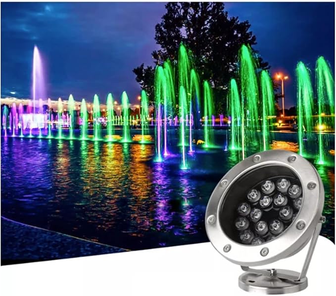 LED Underwater Lights - IP68 Waterproof Adjustable Spotlights for Pools Waterfalls and Landscape Lighting - Low Voltage AC12/24V