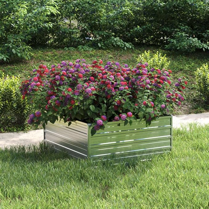 Garden Raised Bed 39.4x39.4x17.7 Galvanized Steel Silver