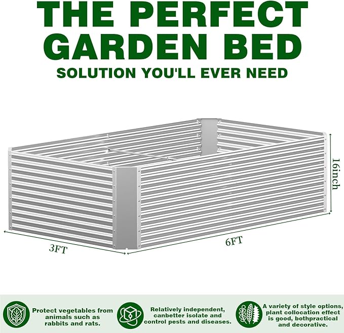 3 Pcs 6 x 3 FT Galvanized Steel Raised Garden Bed – Extra Wide Metal Planter Box for Vegetables Herbs &amp Flowers Perfect for Backyard and Patio Gardening