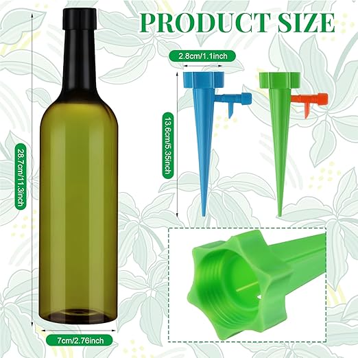 8 Set Plant Watering Devices with Self Watering Spikes and 26 oz Plastic Bottles Plant Waterer Devices with Adjustable Control Valve Switch Indoor Outdoor (Green)