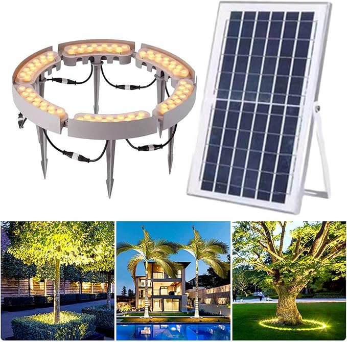 Outdoor Landscape Spotlights Solar Lights OutdoorLED Yard Lighting Uplight Landscape SpotlightsRing Tree LightEasy to Assemble (White Light Pack of 6)