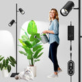 60W Dimmable Grow Light Daylight Full Spectrum COB LED Dual-Head Floor Lamp with High PPFD&ampCRI 6/8/12H Timer Adjustable Height (37-77) &amp Angle – Standing Grow Lights for Indoor Plants