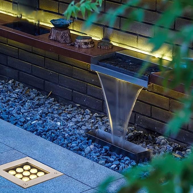 4 Pack IP66 Waterproof Square Buried Lamps - 12W Warm White Embedded Outdoor Ground Lights for Garden Walkway Terrace and Street Landscape