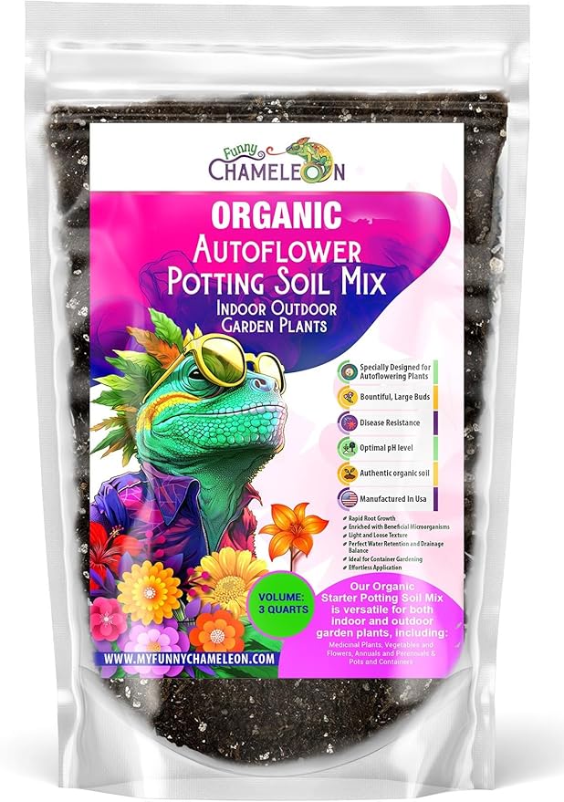 Organic Autoflower Potting Soil Mix – Ready-to-Use Living Soil No Fertilizers Needed – Balanced Nutrients Light Texture Excellent Drainage Boosts Germination &amp Root Growth (3 quarts)