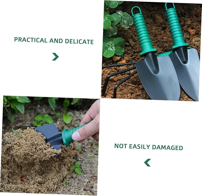 HEMOTON Garden Tool Set 10-Piece Kit with Case Hand Rake Shovel Hoe Weeder Pruning Shears Sprayer for All Ages