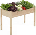 DUMOS Raised Garden Bed with Legs 34x18x30 Inch Planter Box Outdoor with Liner for Herbs Flowers Vegetables Elevated Wooden Garden Bed for Patio Balcony and Backyard Natural Wood
