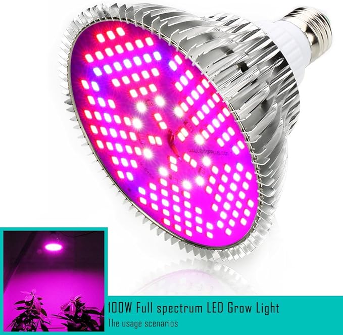 Fengyan Home Bulbs 10pcs/Lot AC85-265V E27 100W Full Spectrum LED Grow Light for Indoor Garden Greenhouse Plant Growing &amp Flowering SMD Grow Lamp Household Lamp