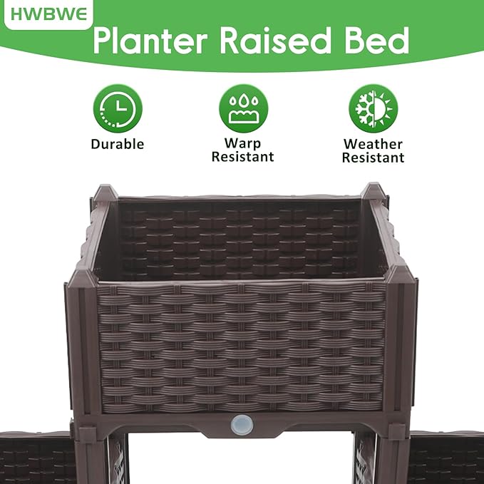 Planter Raised Beds Elevated Planter Garden Box with Drainage Holes Raised Garden Bed for Vegetable/Flower/Herb Outdoor Standing Planter Beds Gardening Kit