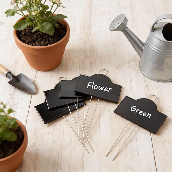 Landhoow 12 Pack Extra Large Metal Plant Labels 6 x 4 with 11'' Stake Stainless Steel 304 Garden Markers Waterproof Plant Marker Weatherproof Garden Signs for Vegetable Herb Flower Seed Greenhouse
