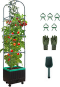 Raised Garden Bed with Self Watering Garden Pots Planter Box with Trellis for Climbing Plants Vegetable Vine Flowers Tomato Cage Planter for Indoor Outdoor Yard Greenhouse Use
