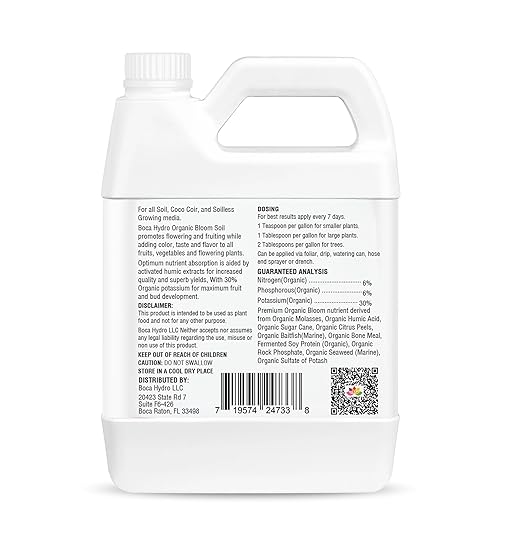 Bloom Soil 6-6-30 | Premium Organic Liquid Bloom Fertilizer | High Potassium Plant Food for Abundant Flowers Fruits &amp Budding Plants | for Soil Soilless &amp Coco Coir Growing Media