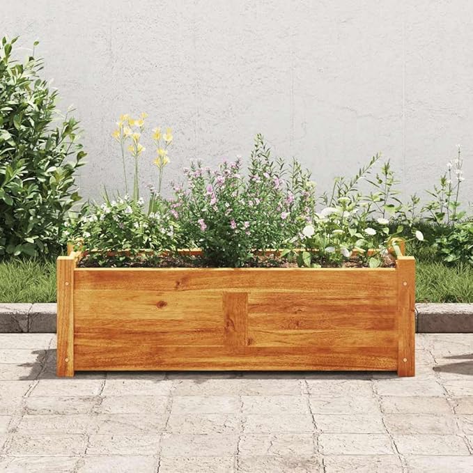 Garden Raised Bed Standing Planter Planter Boxes Garden beds Outdoor Gardening Box Suitable for Corridor Orchard Nursery Courtyard Acacia Wood 29.9x10.9x9.8