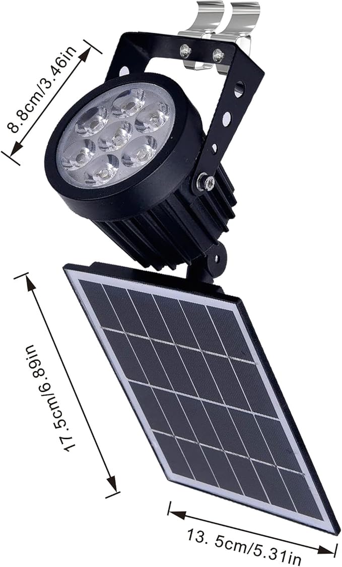 Outdoor LED Spotlight Waterproof Solar Spot Lights with Bracket Security Tree Light-Operated Adjustable IP65 Clip Lamp for Granary Courtyard Garden Pathway Landscape